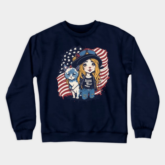 Patriotic Cat Mother Crewneck Sweatshirt by By_Russso